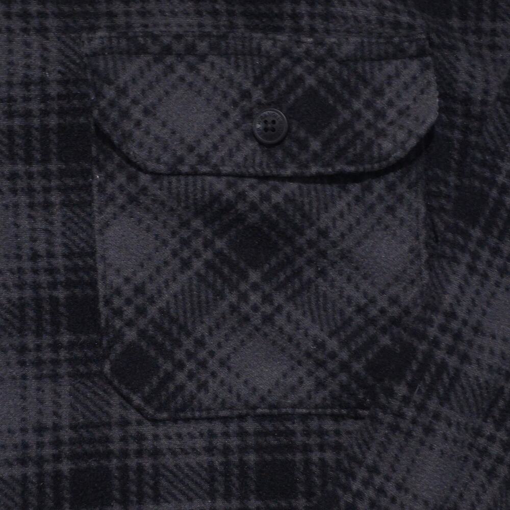 Wrangler Mens XL Black Grey Plaid Polar Fleece Shirt Jacket Shacket - Picture 7 of 13